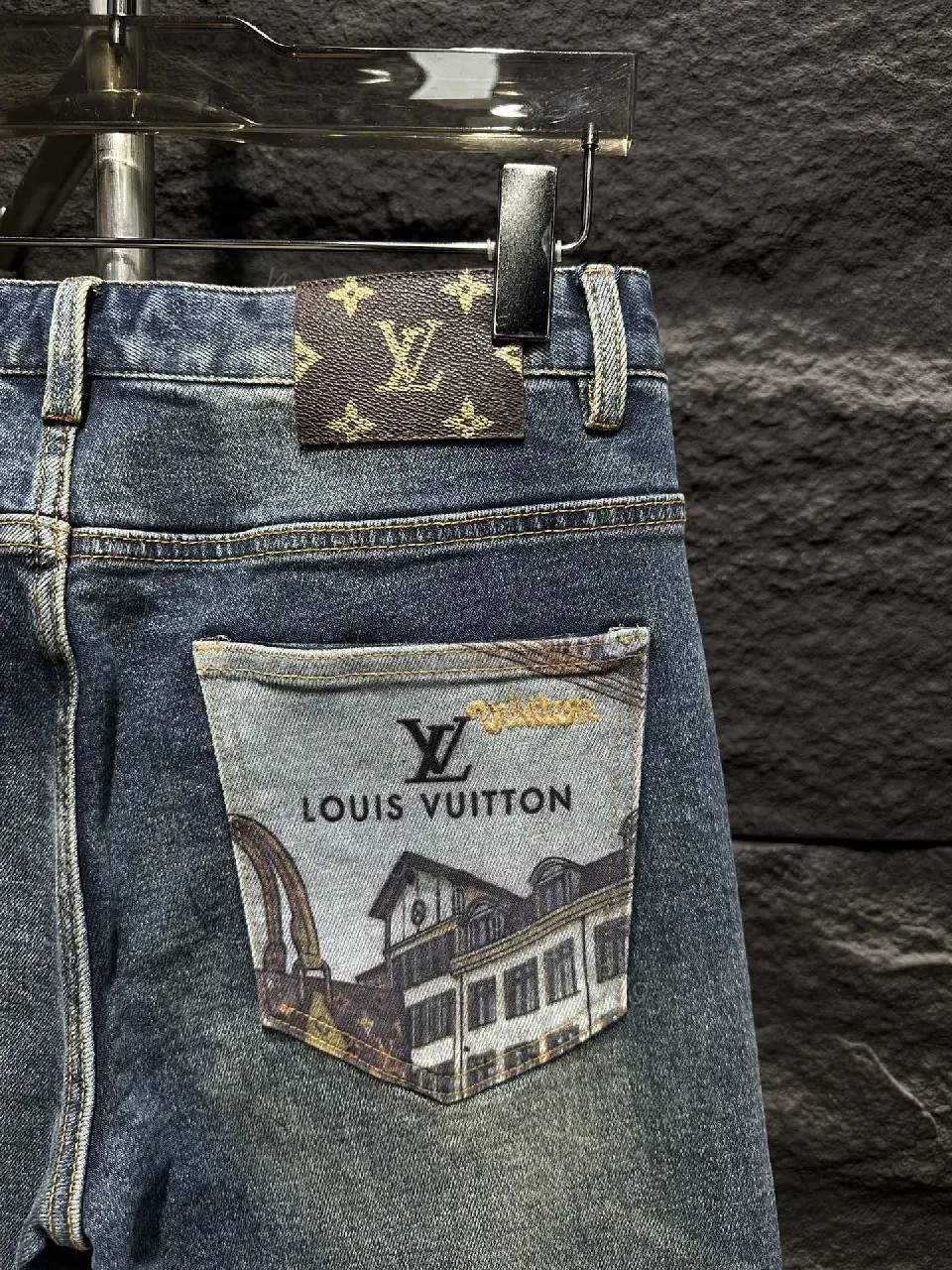 View 2 of Indigo Denim Patch Jeans: Distressed City-Luxe Style