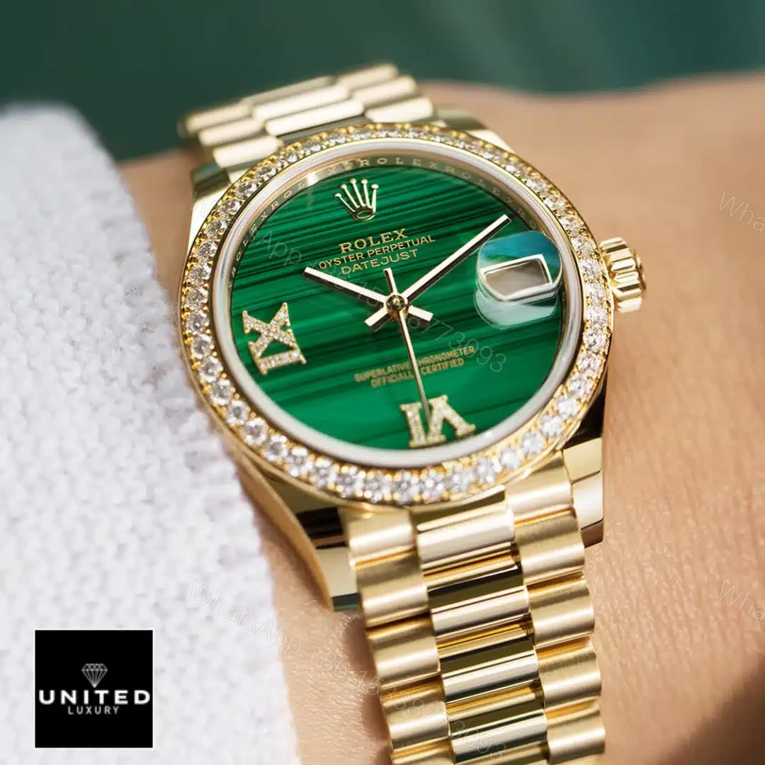 View 6 of Rolex Datejust Gold Green Dial Replica