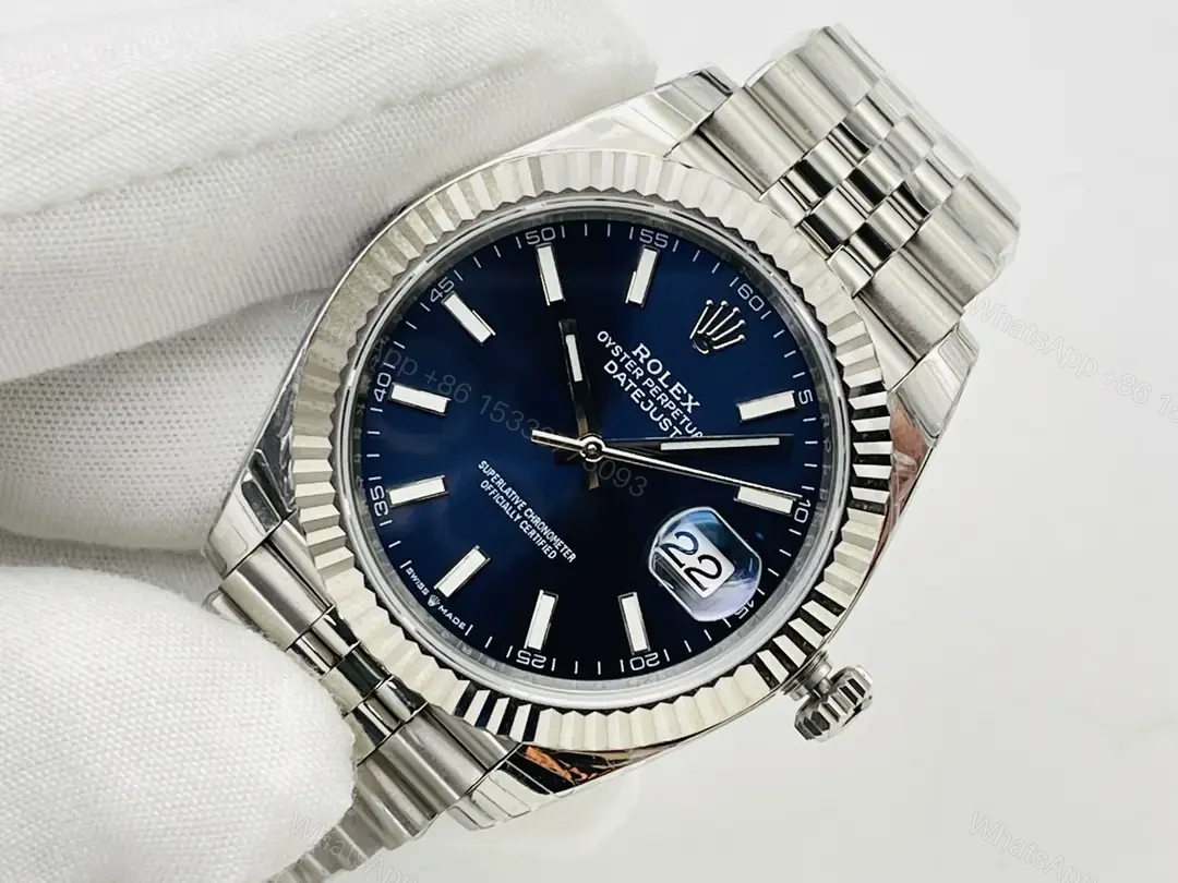 View 3 of Rolex Datejust 41 Stainless Steel Fluted Jubilee Blue Dial 126334-0002