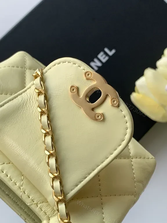 View 4 of Creamy Pearl Beaded Quilted Bag, Gold-Chain Carrying