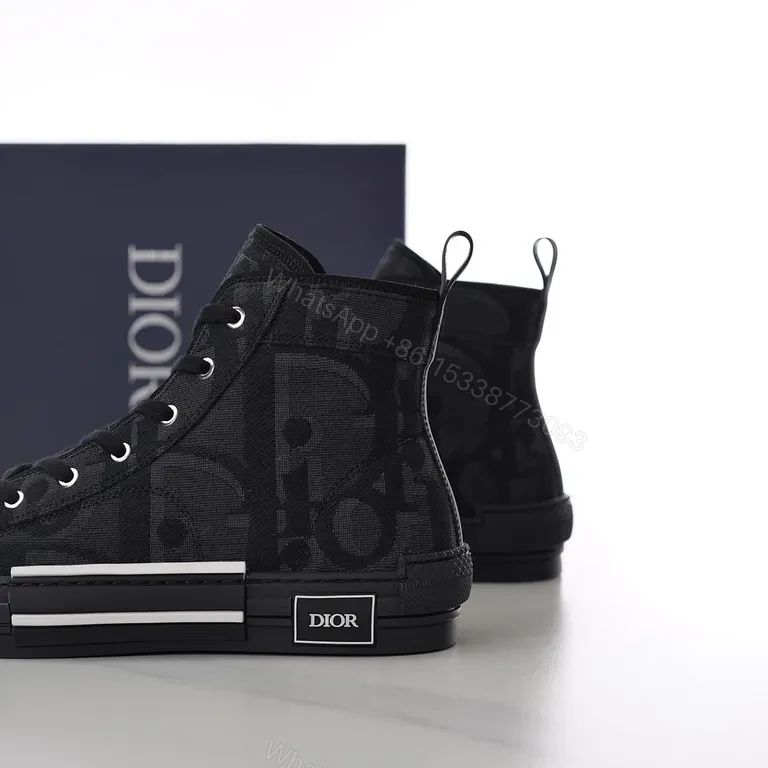 View 8 of Black Monogram Dior High-Top Sneakers with Luxe Street Style