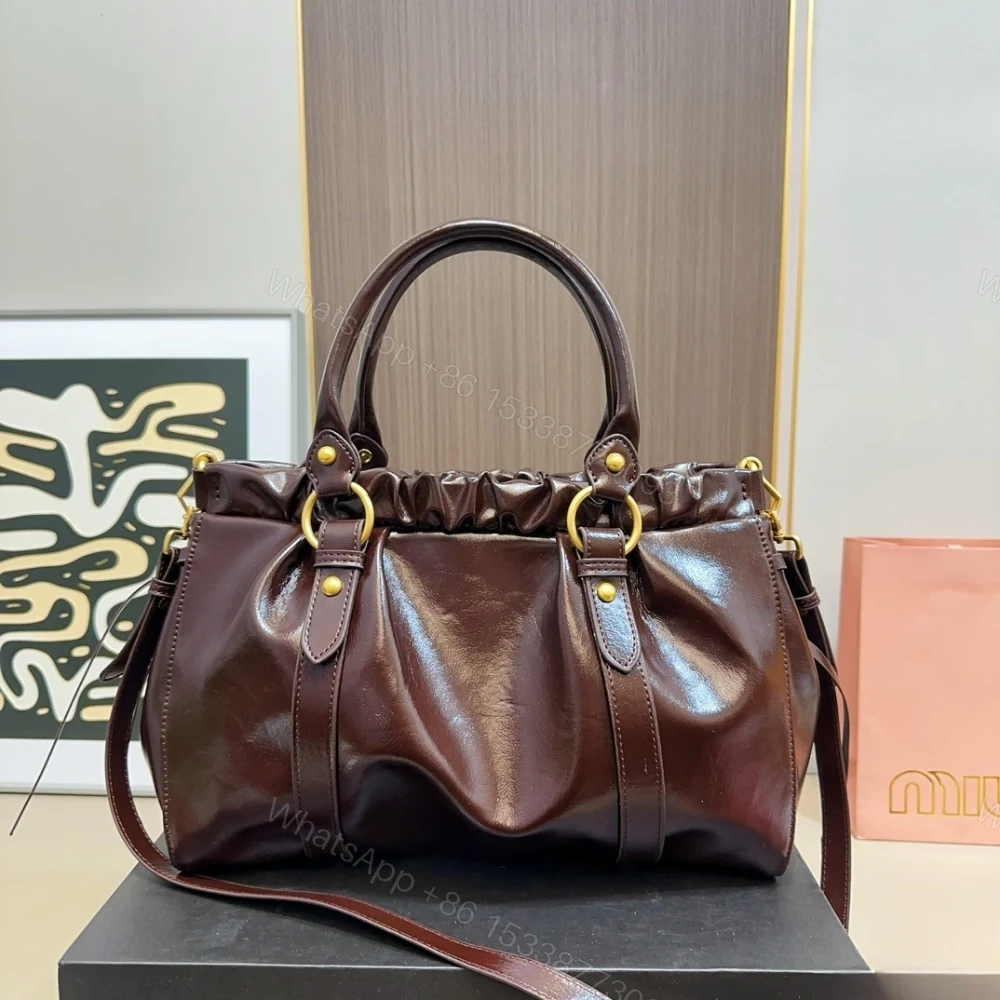 View 7 of MIU MIU SIDE RIBBON 2WAY HANDBAG BURGUNDY 33CM