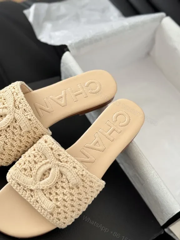 View 5 of Chanel-Style Knit Slides: Luxe Comfort & Couture Detailing
