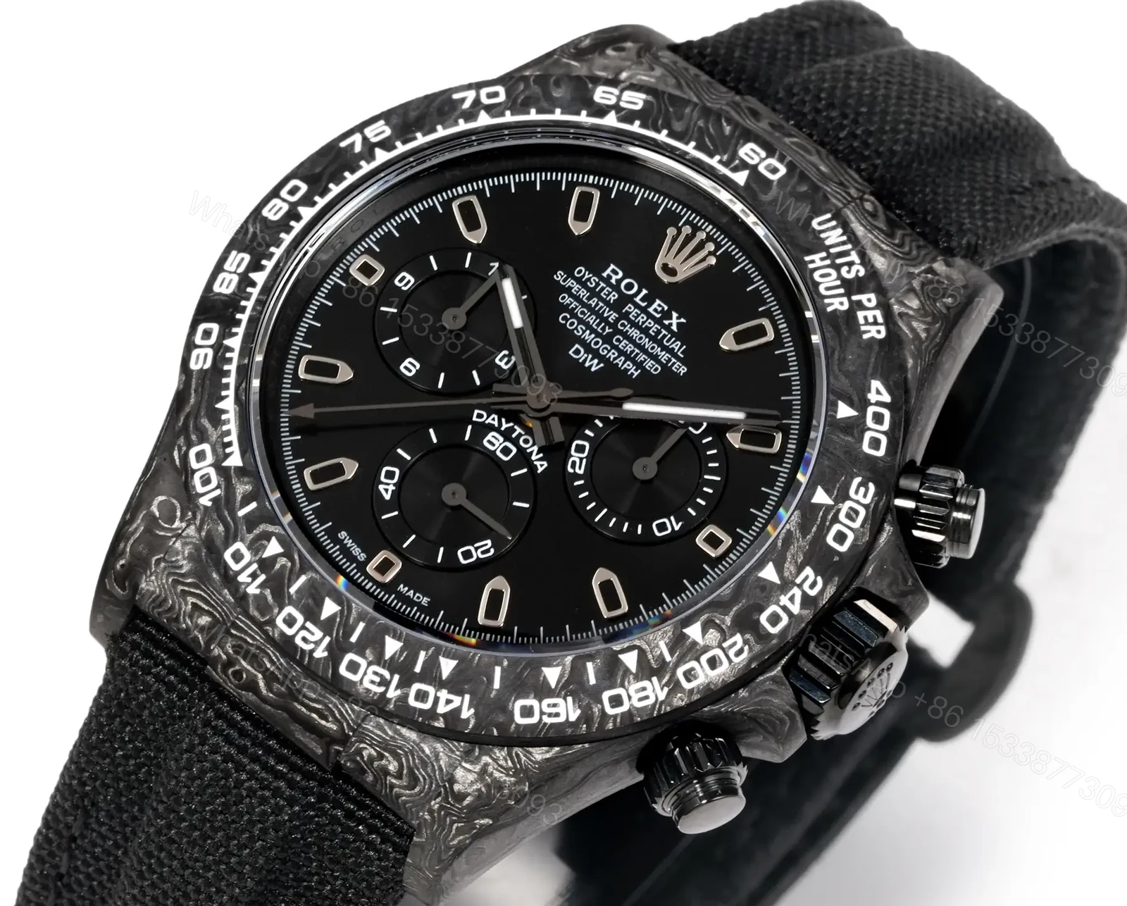 View 4 of Rolex Daytona Black Carbon 4130 Edition All Black Dial Strap 40mm RLX-DAY-CARB-4130-ALLBLK40-V2