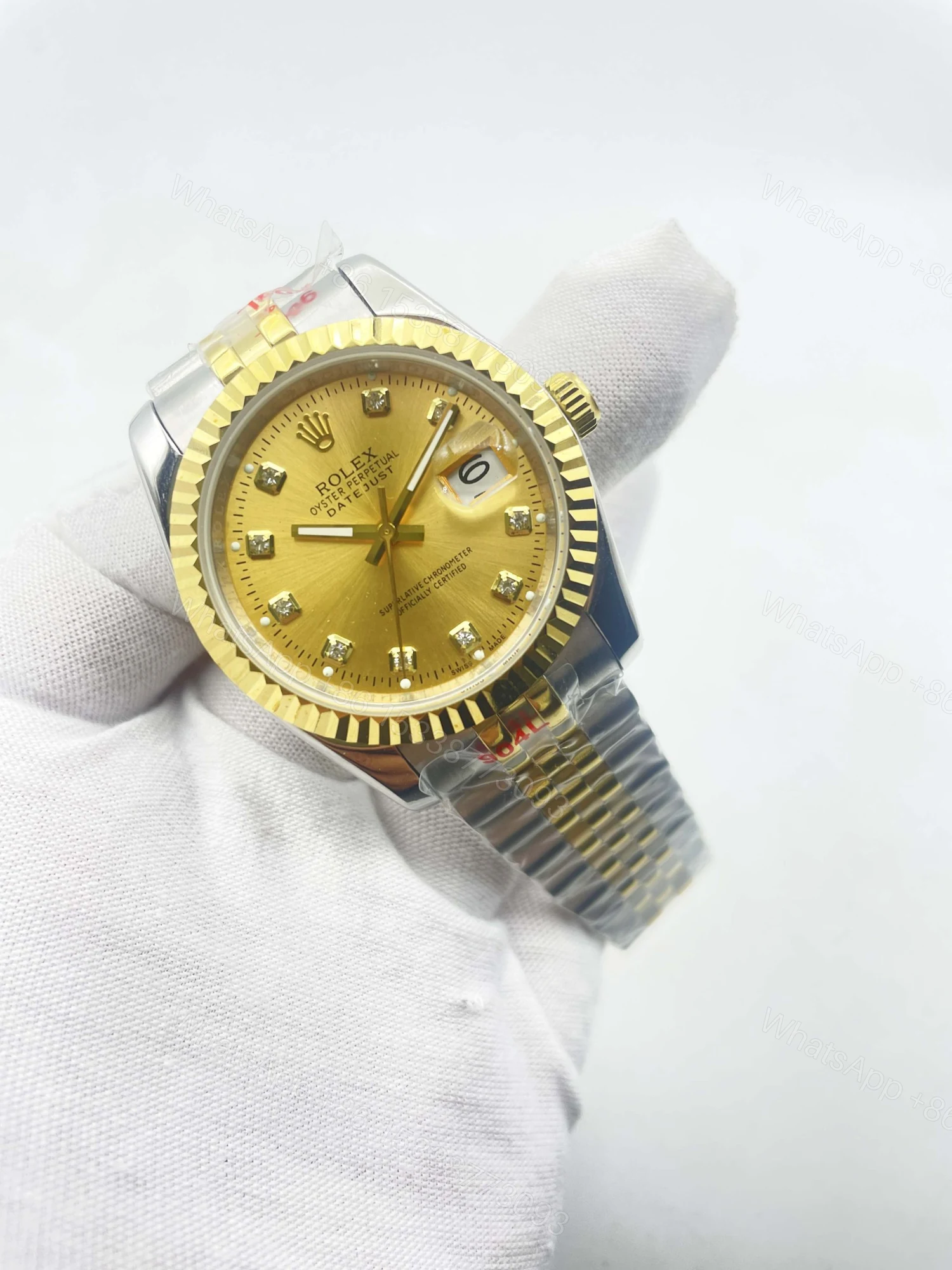 View 2 of Rolex Datejust 36 Steel and Yellow Gold Diamond Dial Ref.16233