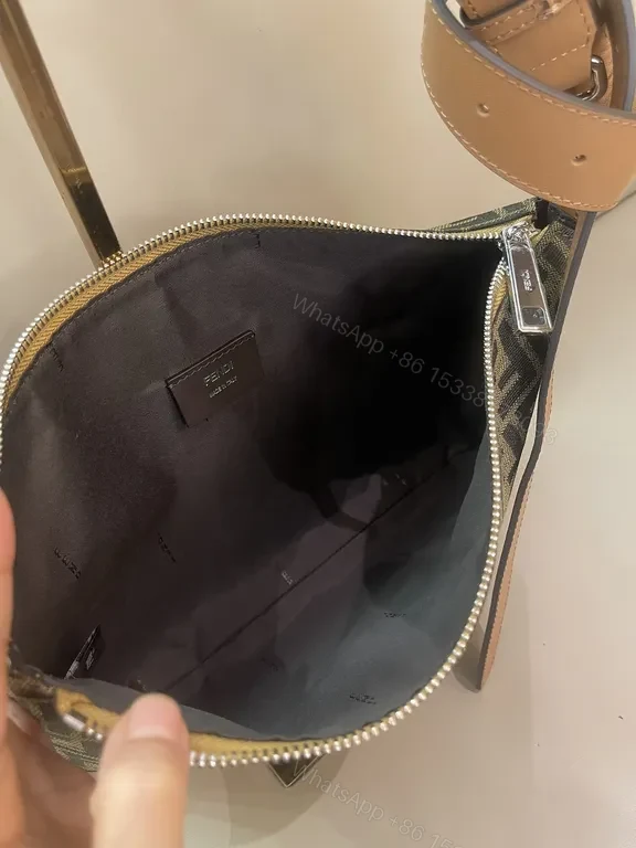 View 6 of Black Canvas + Leather Accents + Compact Messenger + Signature Fendi-Inspired Pattern + Bag