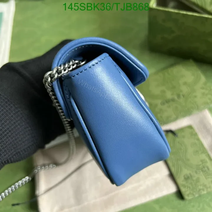View 33 of Gucci Super Mini Bag in Blue Matelassé Chevron Leather with Silver-Toned Hardware 496474