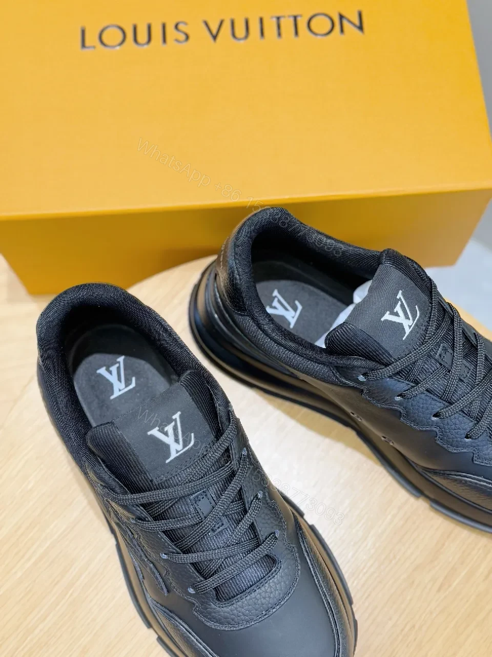 View 9 of Black Leather Sneaker with Signature Detailing - Men’s/Ladies High-Top