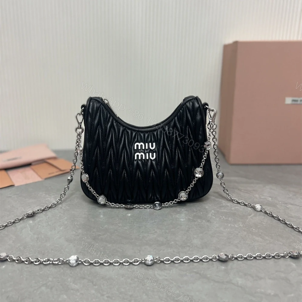 高仿miumiu繆繆*5BH211單肩包黑色水晶鏈免檢版 — view 1