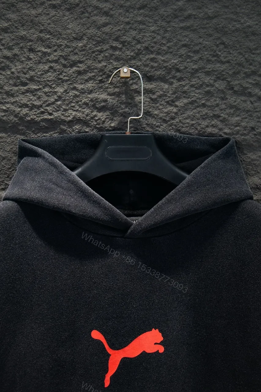 View 6 of Charcoal Fleece Hoodie: Oversized, Logo Patch, Premium Comfort