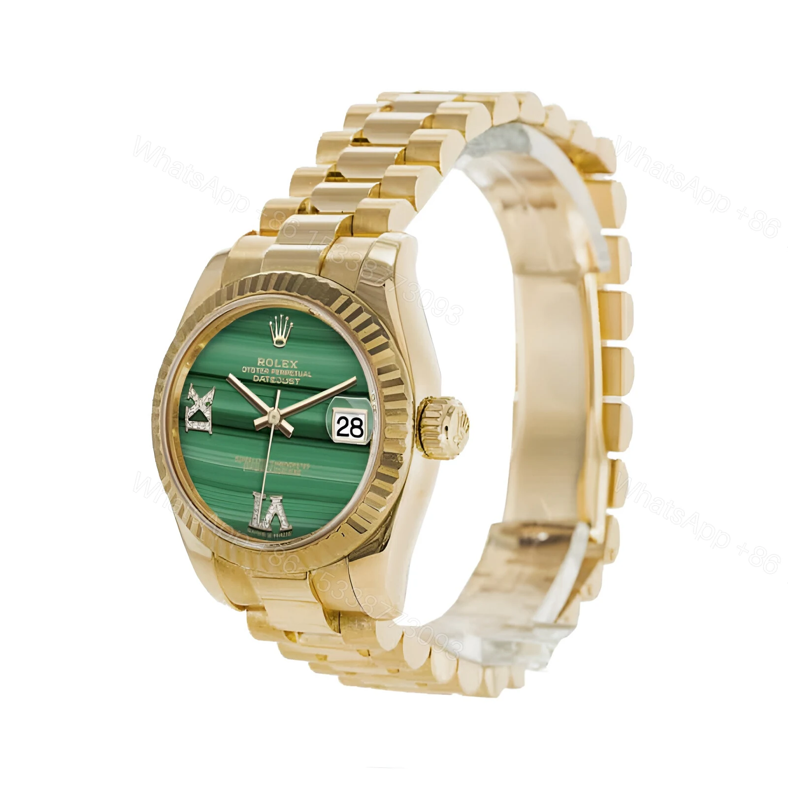 View 2 of Rolex Datejust Gold Green Dial Replica