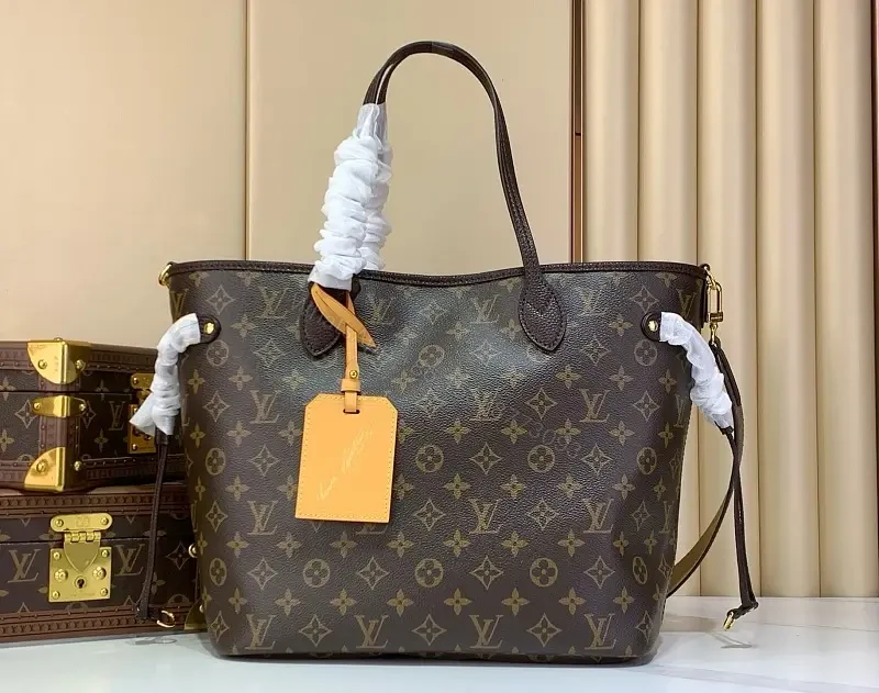 Dark Brown Monogram LV Tote Bag - Structured Top-Handle Style — view 1