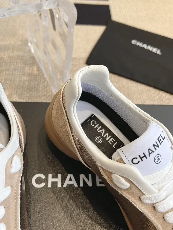 View 5 of Chanel-Inspired Suede & Metallic Mesh Sneakers