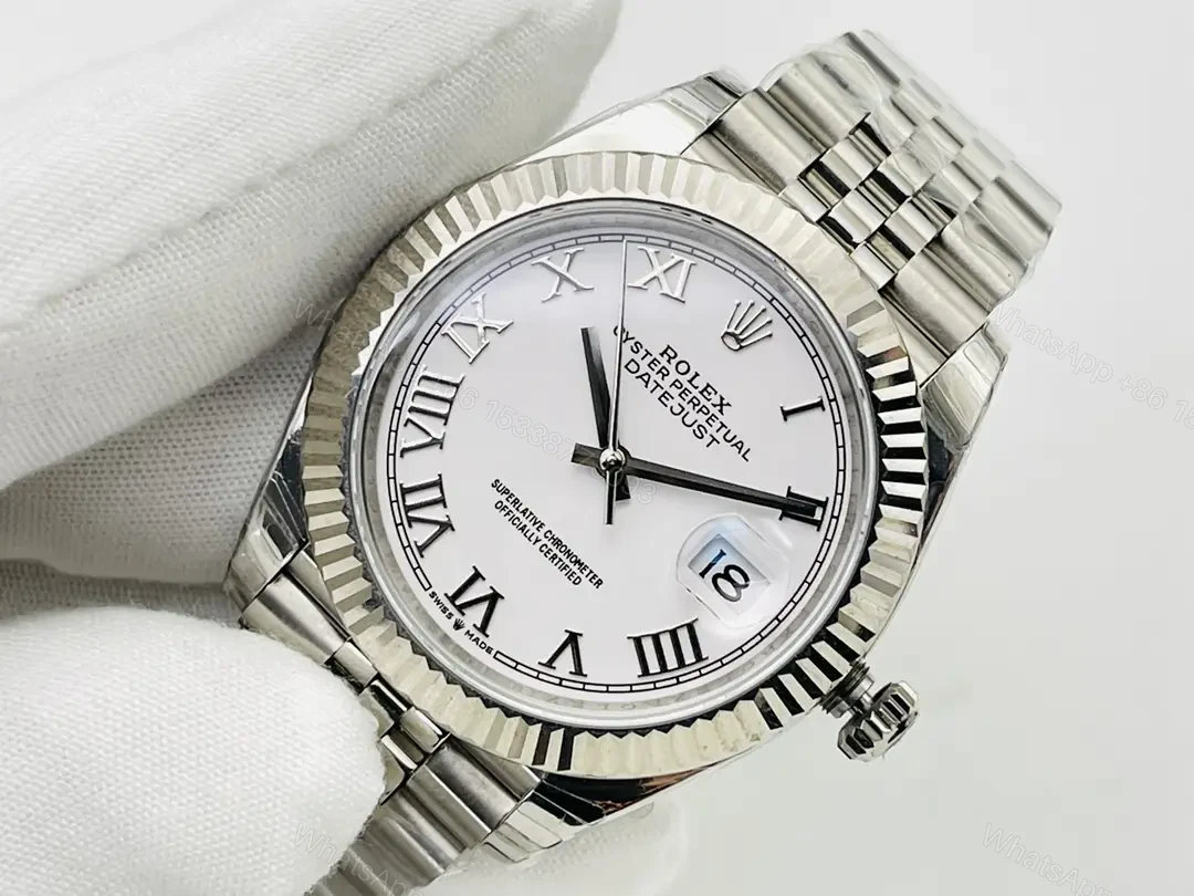 View 3 of Rolex Datejust 36 Stainless Steel Fluted Jubilee White Roman Dial 116234-0089