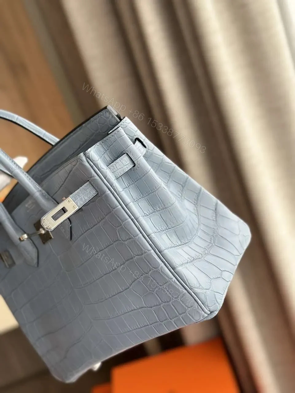View 6 of HN Like Auth Hand Sewing Imported Leather Handbags 25cm