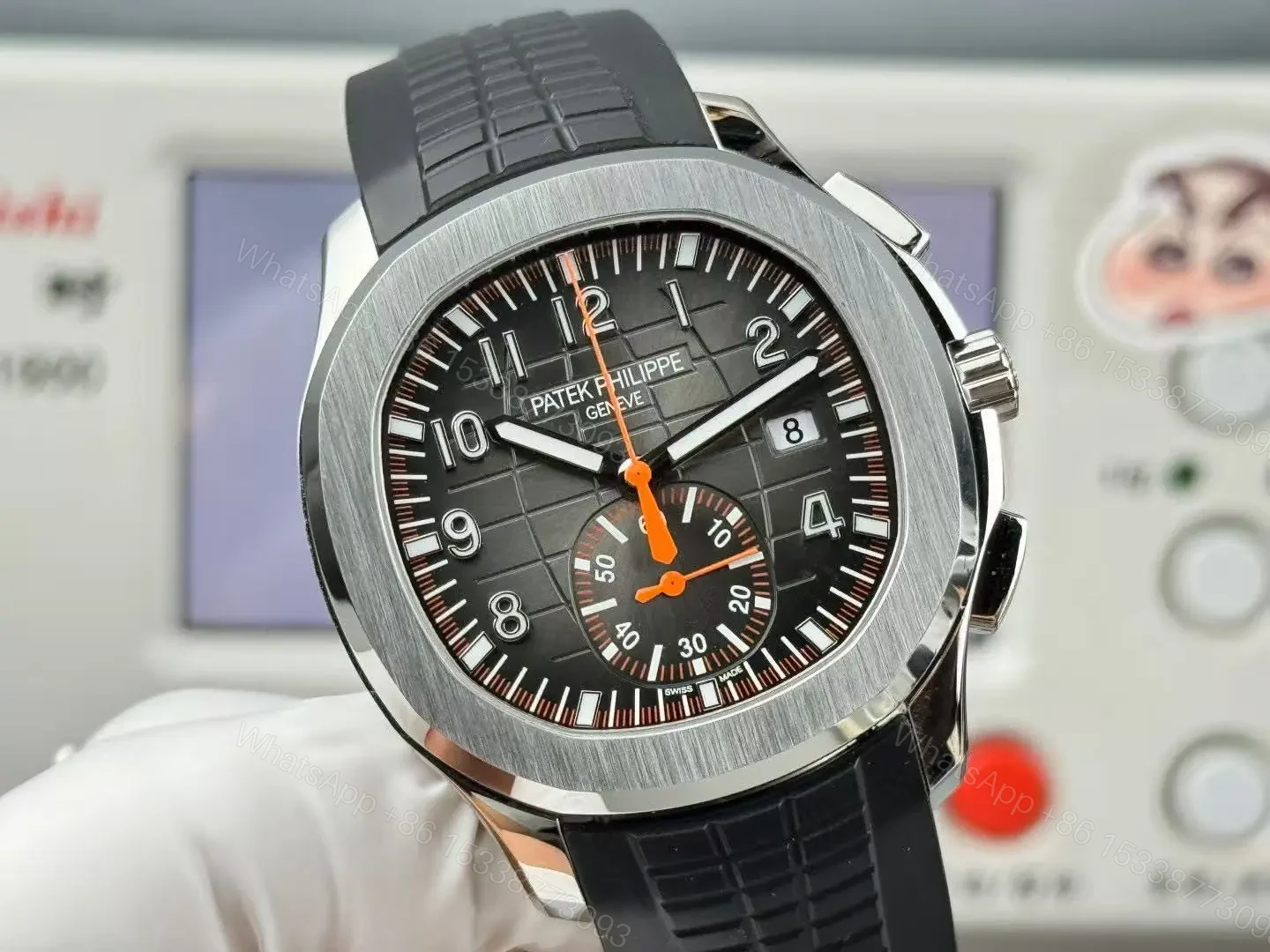 View 4 of Patek Philippe Super Clone Aquanaut 5968 Black Dial Rubber Strap Premium 42MM PATEK-AQUA5968-BLK