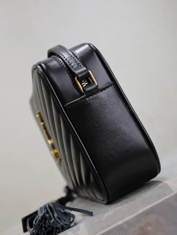 View 2 of Gold Monogram Quilted Crossbody - Luxe, Leather, Compact Bag