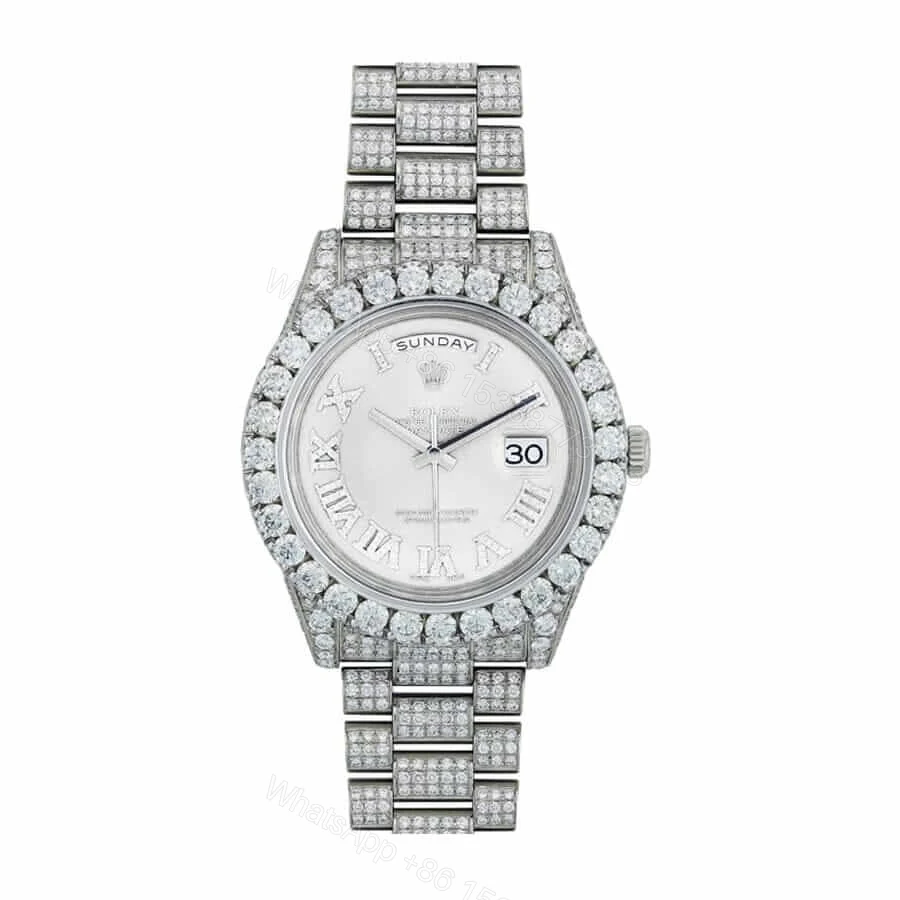 Rolex Day-Date II 218239 Super Clone : 41mm White Gold Diamond Bezel — view 1