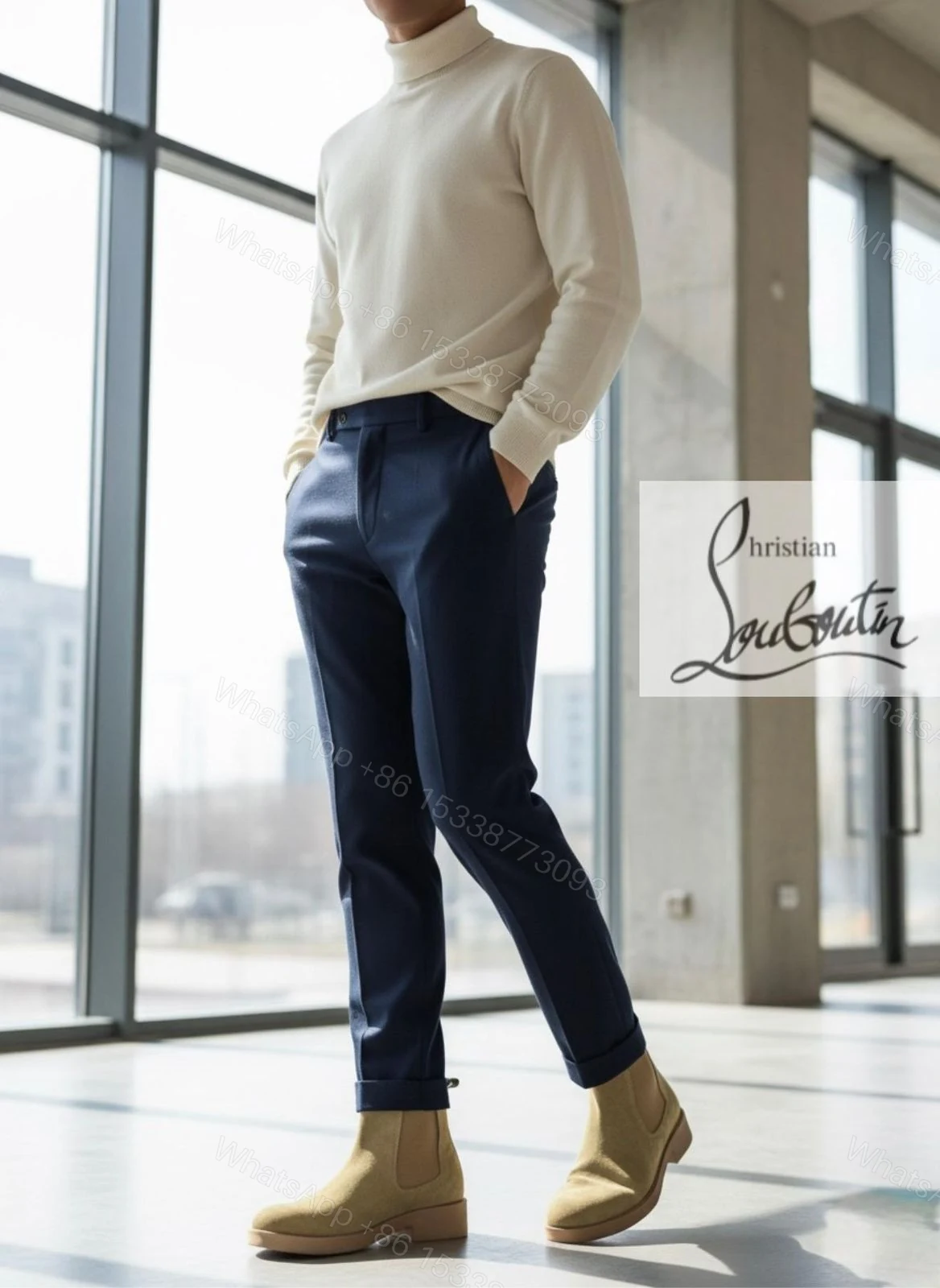 View 17 of First Copy Louboutin Suede Boots for Men