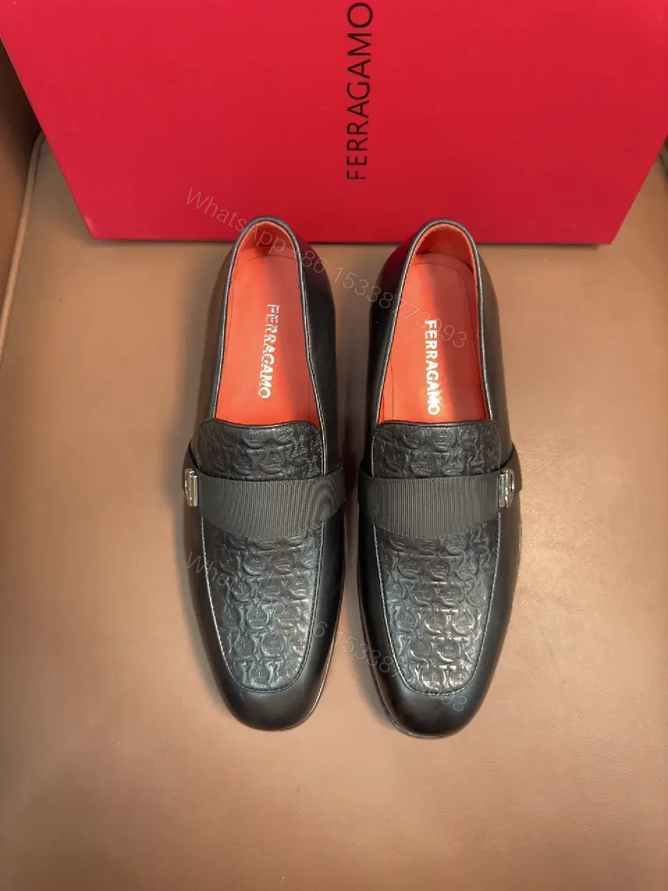 View 8 of Chic Textured Leather Loafer with Signature Hardware