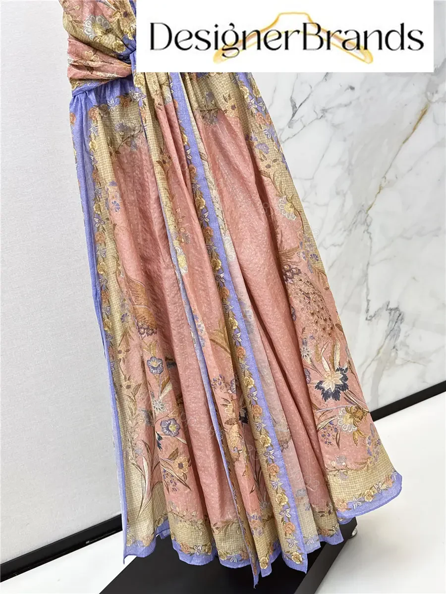 View 6 of Zimmermann Indra Printed Silk-Cotton Blend Halter Maxi Dress