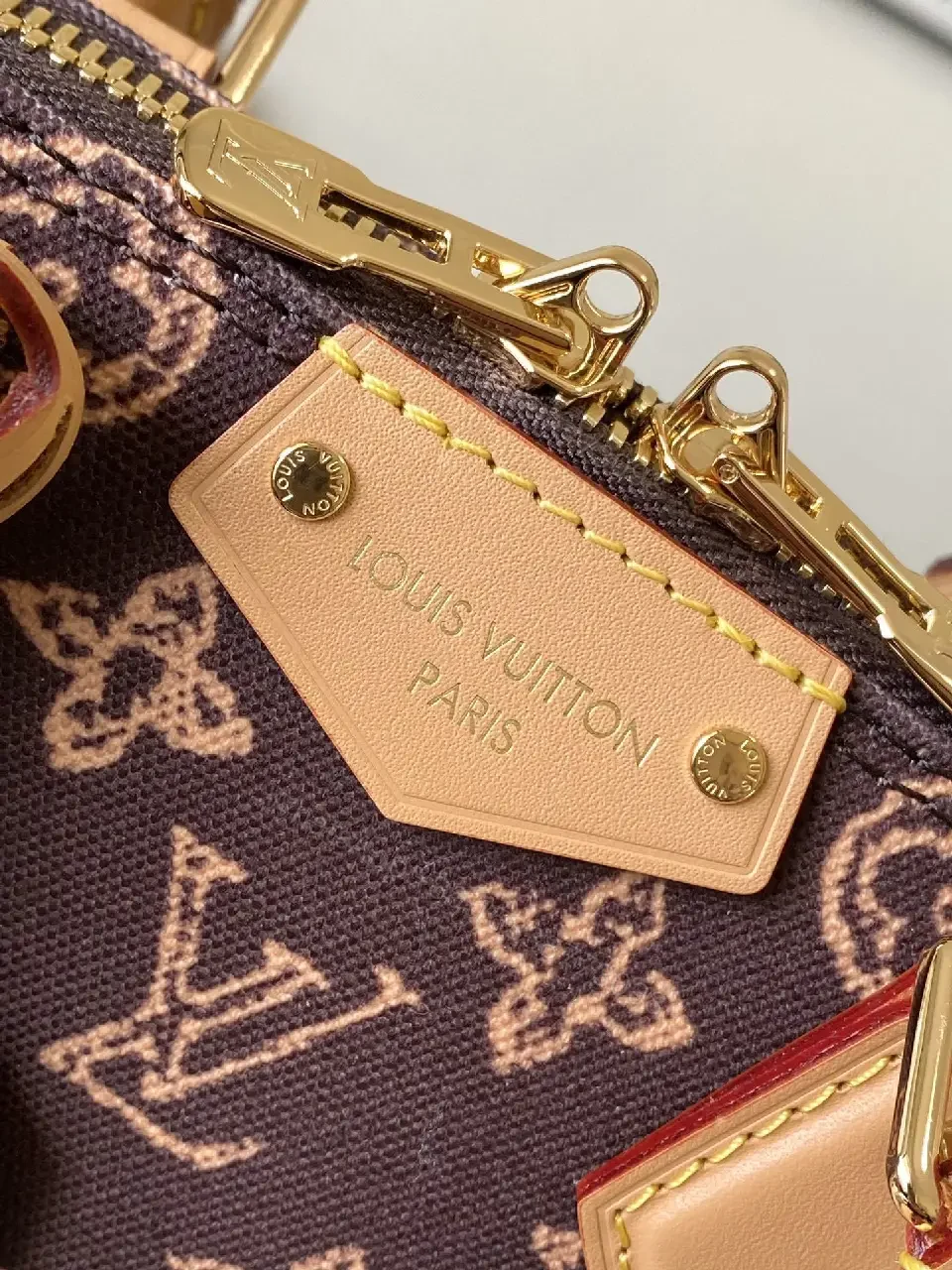 View 8 of Monogram Satchel: Gold-Accented Leather-Trim Dome Bag