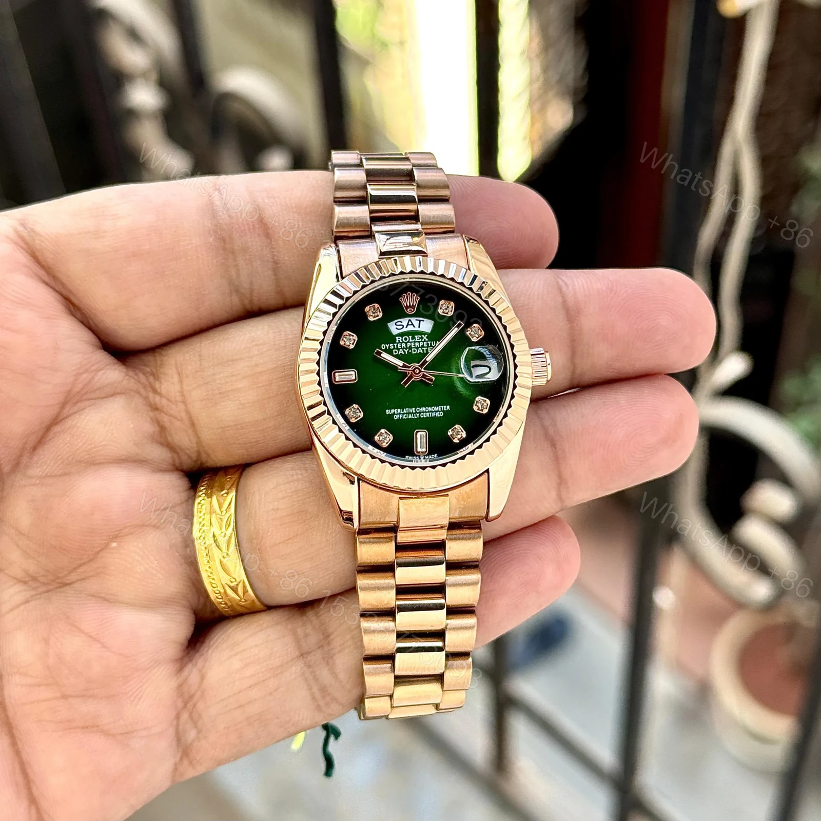 View 2 of Rolex Premium Rose Gold Green Dial