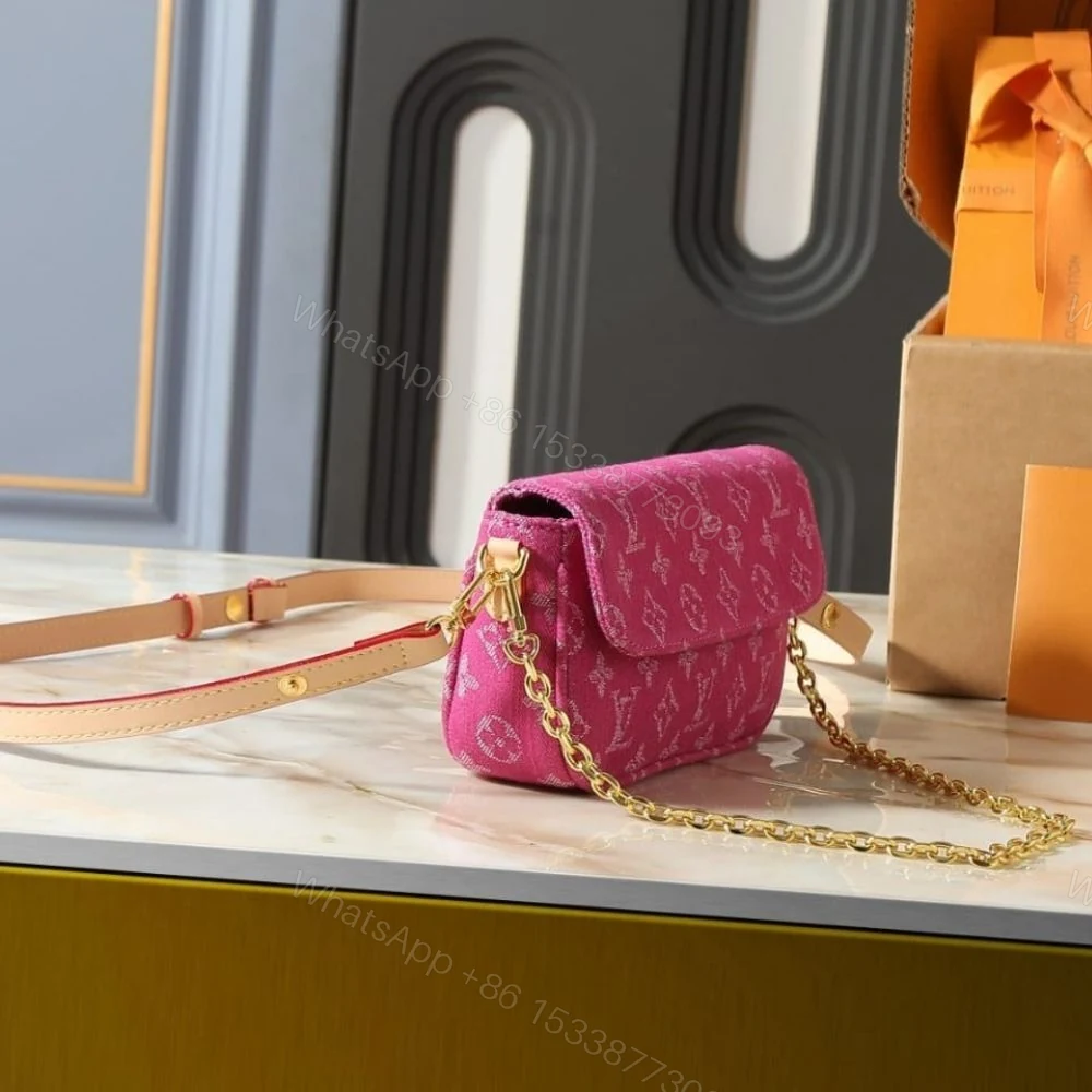 View 3 of Louis Vuitton Wallet On Chain Ivy Monogram Denim Fuchsia 23Cm