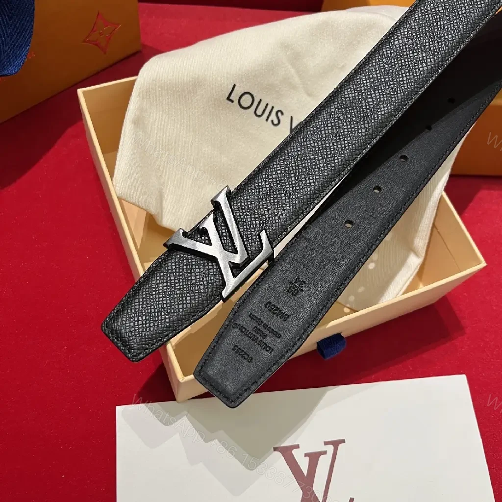 View 2 of Black Leather Belt Gold Logo Accent Luxury Belt for Everyday Wear
