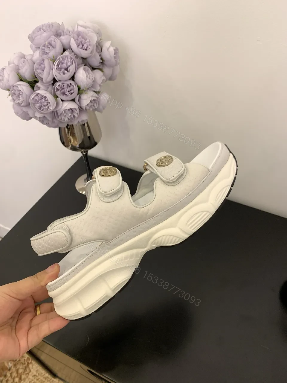 View 8 of White Uppers Platform Sandals: Elevated Comfort & Signature Detailing