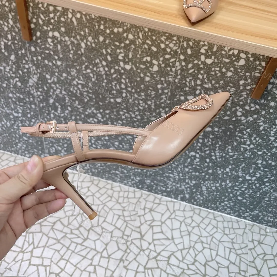 View 4 of Valentino Women Beige Leather Slingback Pumps