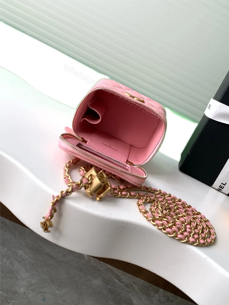 View 6 of Pink Quilted Camera Bag — Gold Hardware, Luxe Mini Satchel
