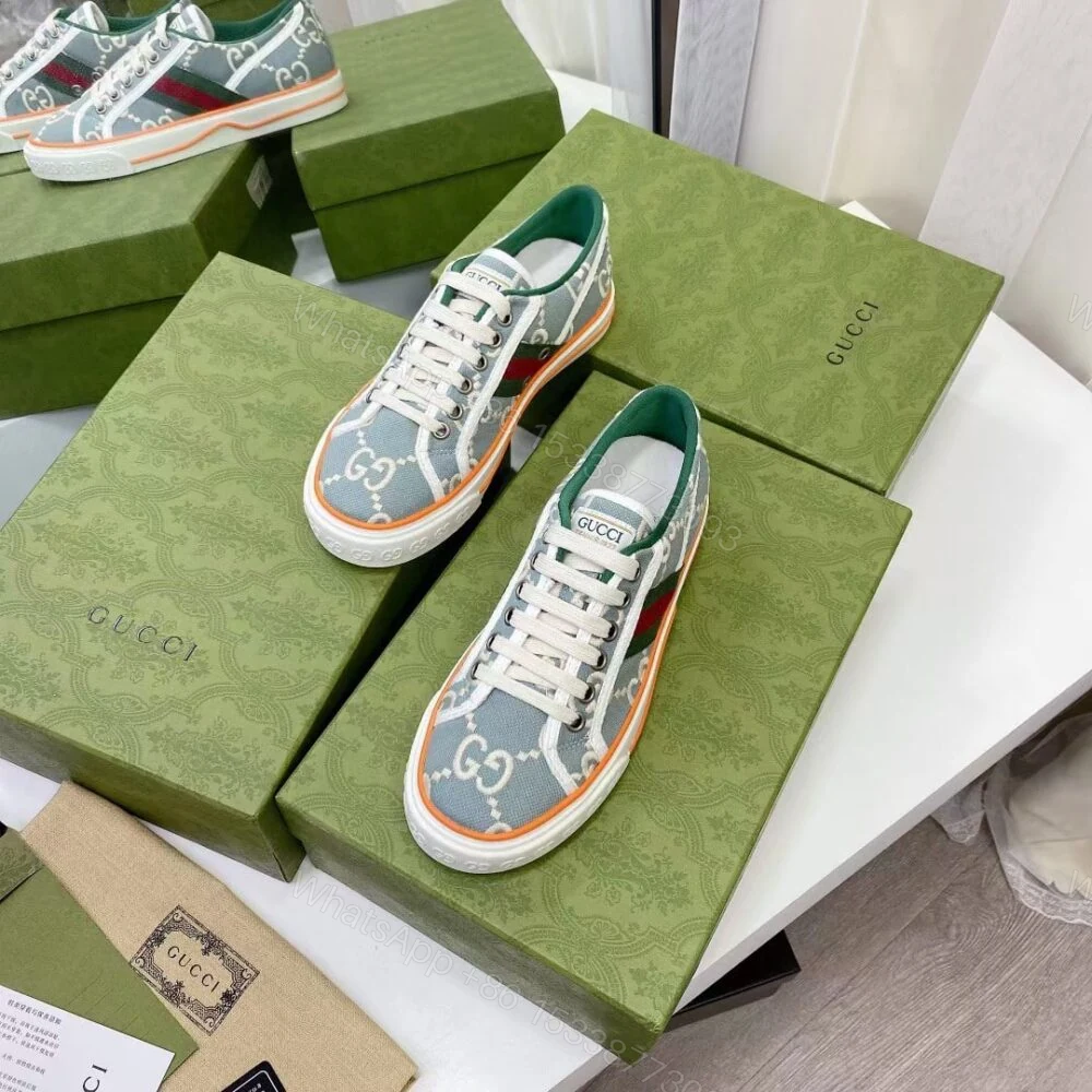 View 2 of Gucci Women’S Tennis 1977 Sneaker Light Blue 606110 H0G10 3460