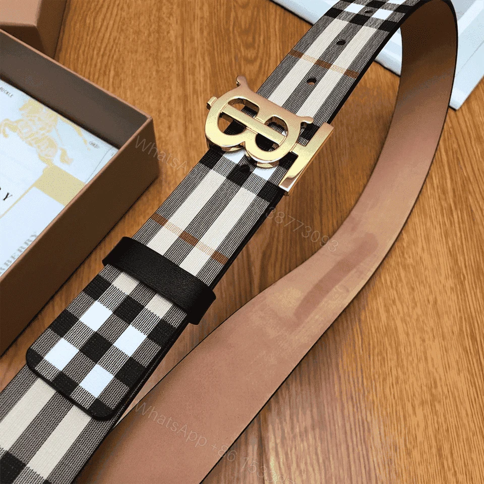 View 7 of BURBERRY REVERSIBLE MONOGRAM MOTIF VINTAGE CHECK BELT IN ARCHIVE BEIGE – B27