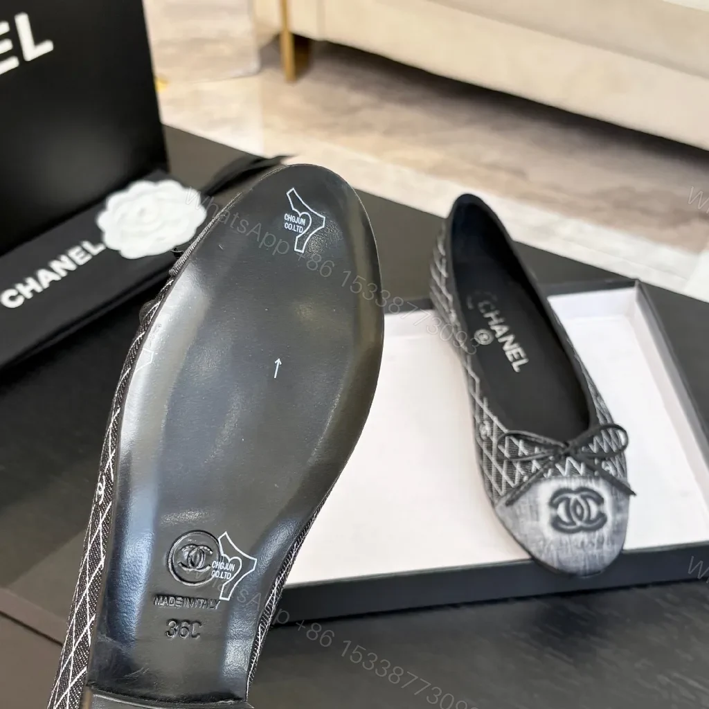 View 5 of Textured Chic Flats - Logo Detailing, Everyday Luxury Shoes