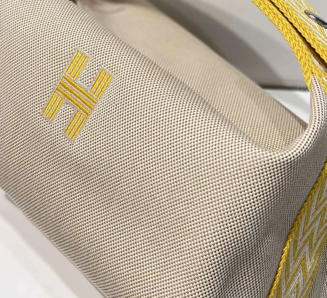View 5 of Hermes Bride A Brac PM Clutch Bag Yellow Fabric 12x20x10cm