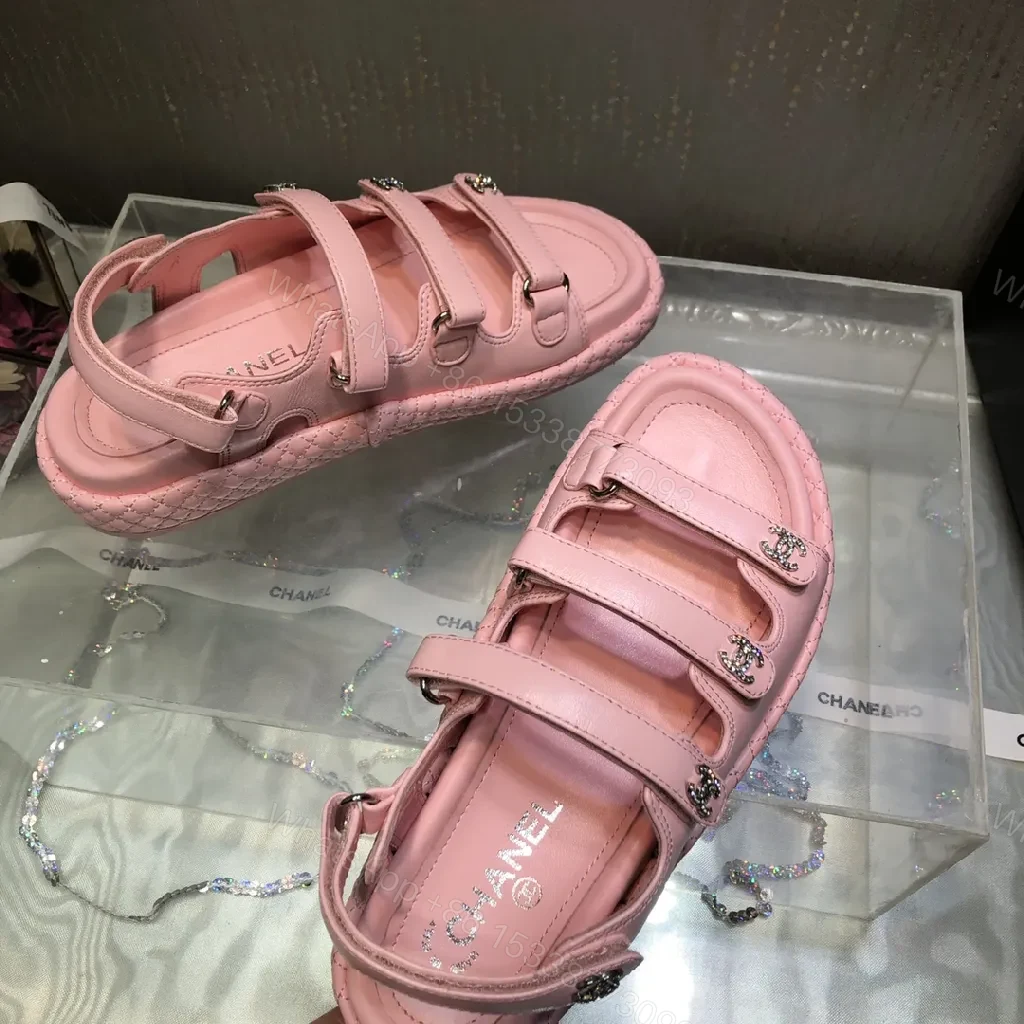 View 5 of Soft Pink Leather Sandals: Velcro- strap Chic Comfort