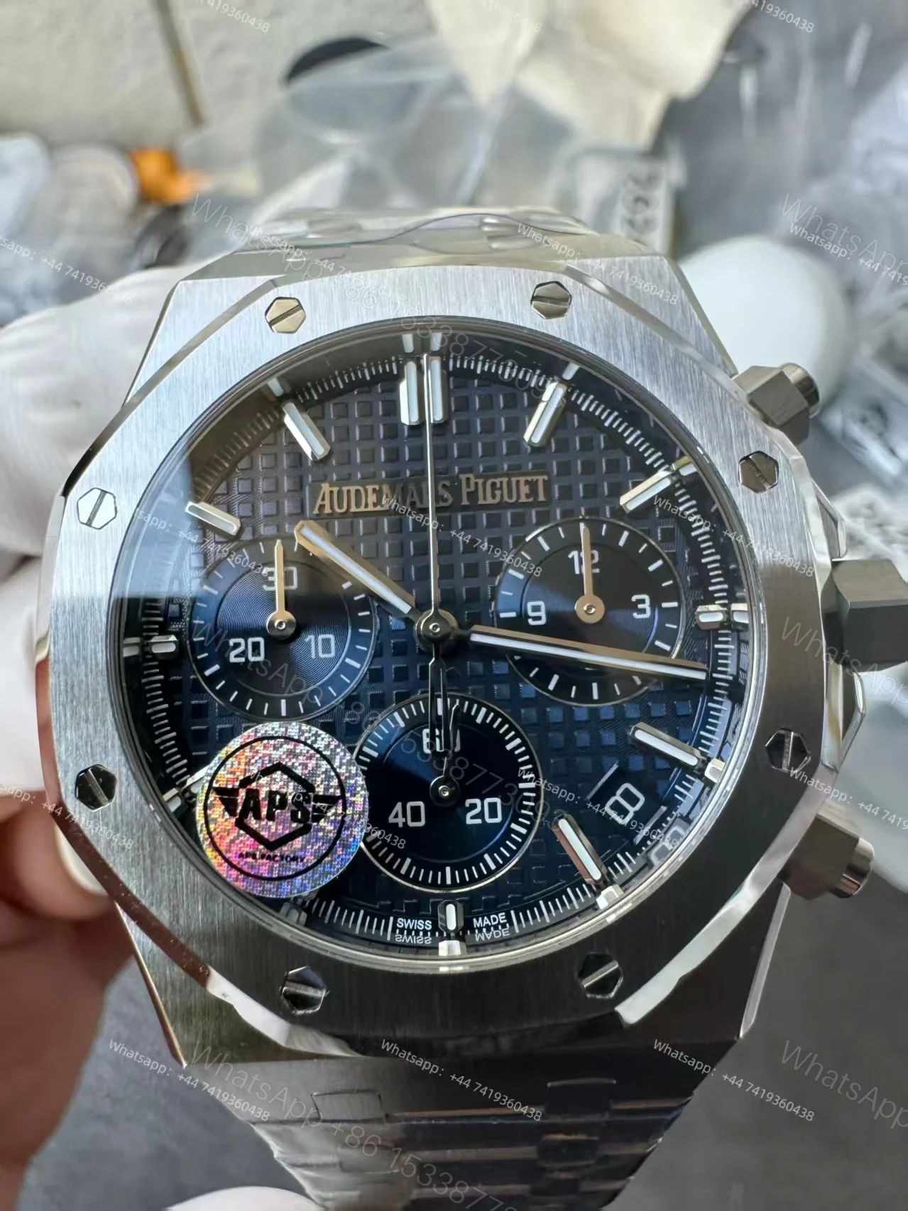 View 9 of Audemars Piguet Super Clone Royal Oak Blue Dial 26240 Chronograph 41mm Cal.4401