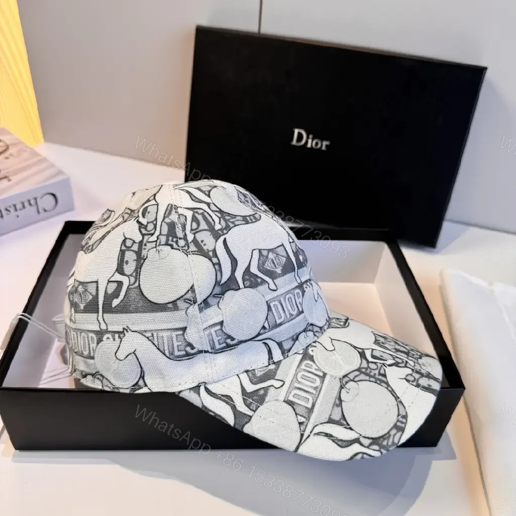 View 10 of White Cap Baseball DIOR Cartoon Print ComfortFit Cap