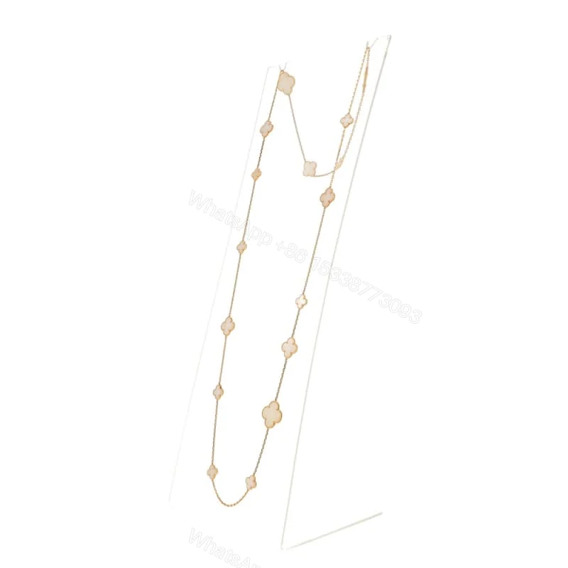View 2 of 18K Yellow Gold Mother of Pearl 16 Motifs Magic Alhambra Necklace