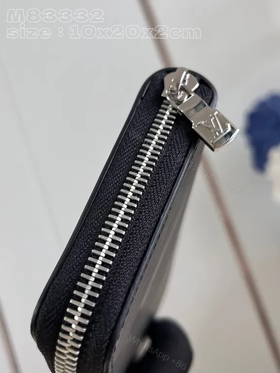 View 8 of Chic Textured Wallet with Bold LV Branding - Slim Zip