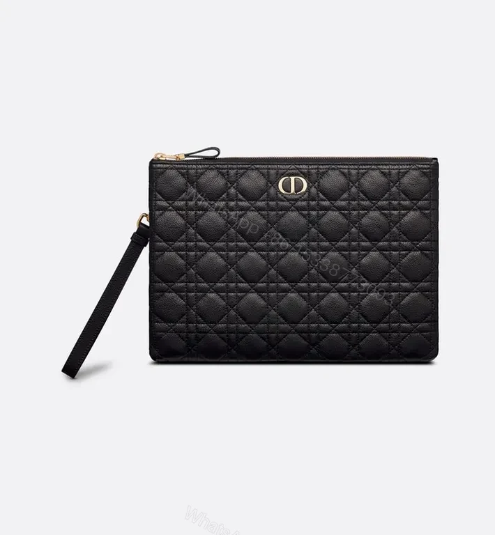 View 5 of Chic Quilted Leather Clutch with Gold Hardware â€“ Black