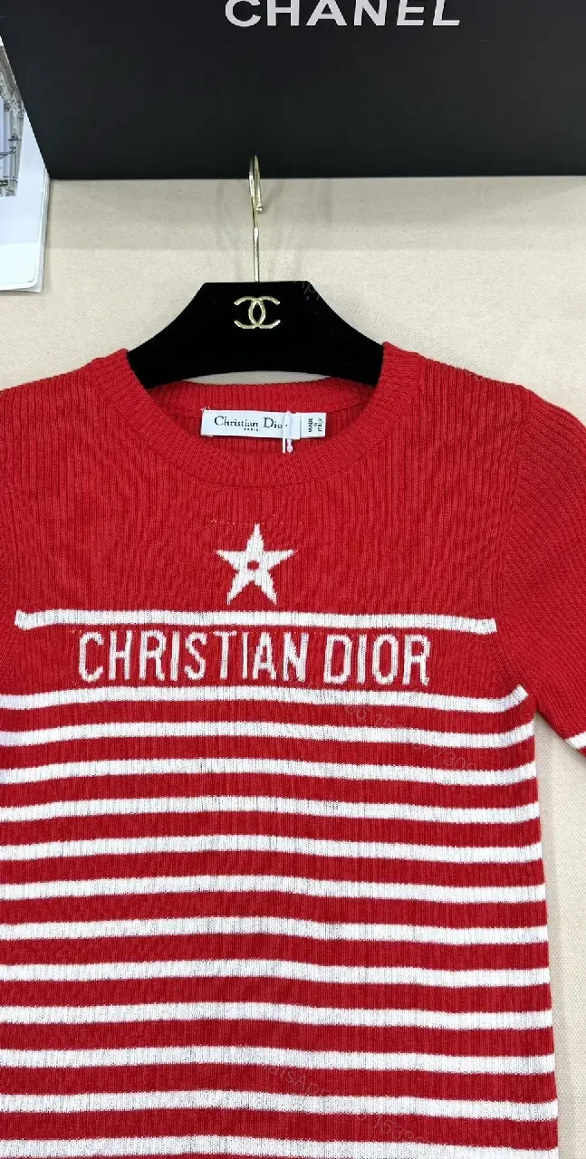 View 2 of Bold Stripes Knit Tee with Crest Logo