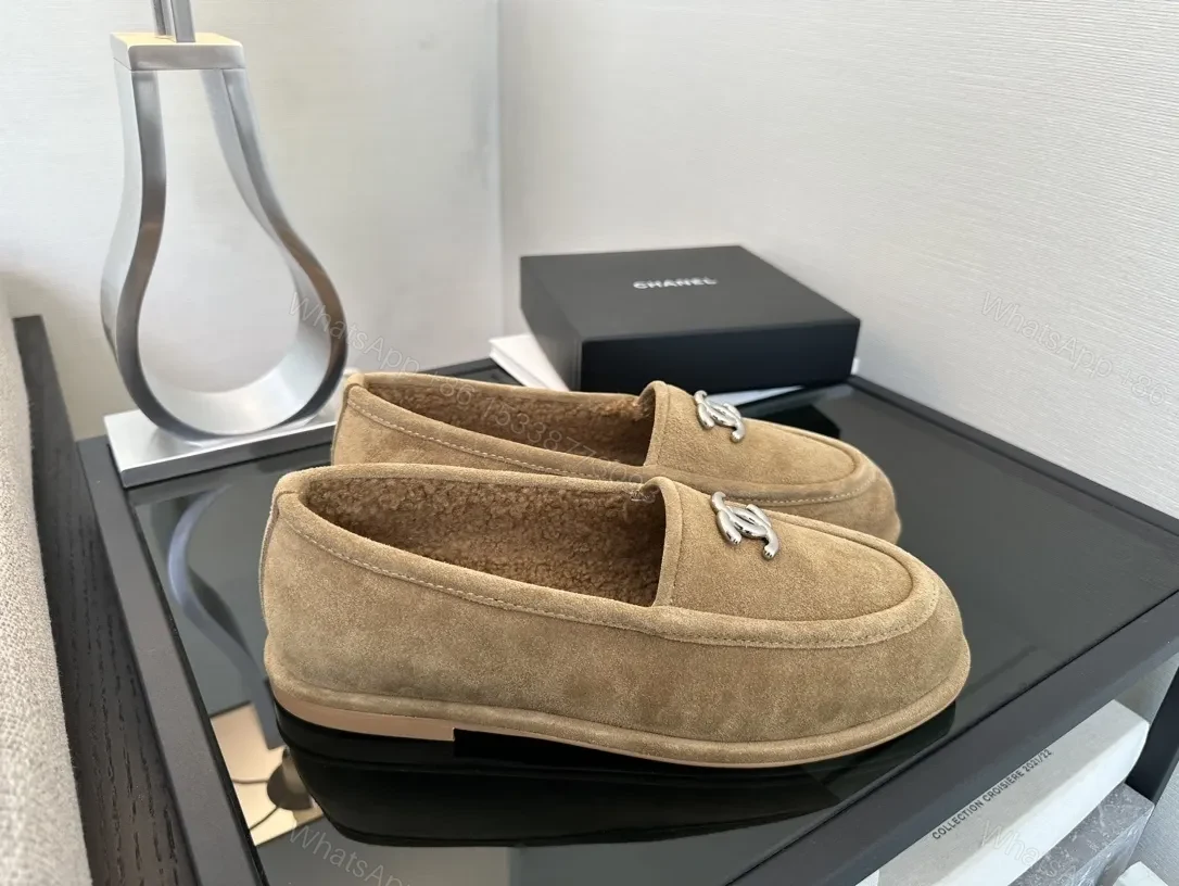 View 8 of Taupe Suede Slip-On Loafers with Twist Logo