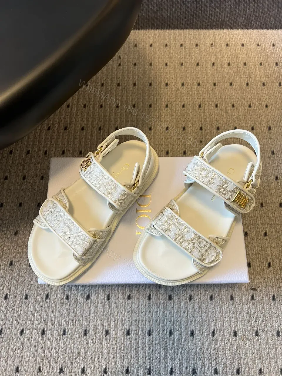 View 8 of Chic Strappy Sandals: Premium Faux Leather, Minimalist Logo, Comfort-Driven Style