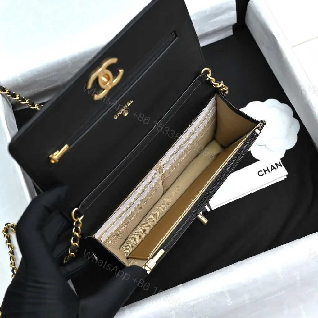 View 3 of Quilted Leather Shoulder Bag, Gold Chain, Compact Chic