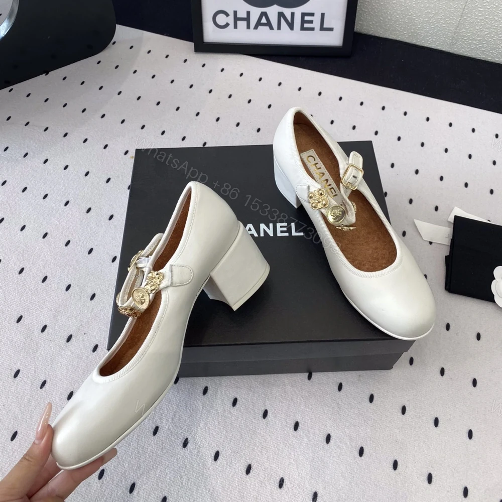 View 3 of 高仿Chanel*G45778N圓頭塔扣芭蕾舞鞋4.5CM白色免檢版