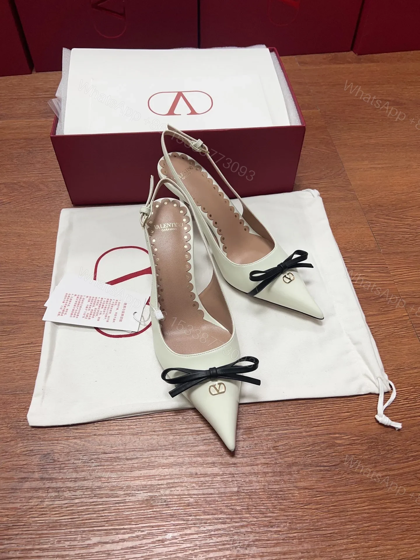 View 6 of Valentino Women White Patent Leather Pointed Slingback Pumps