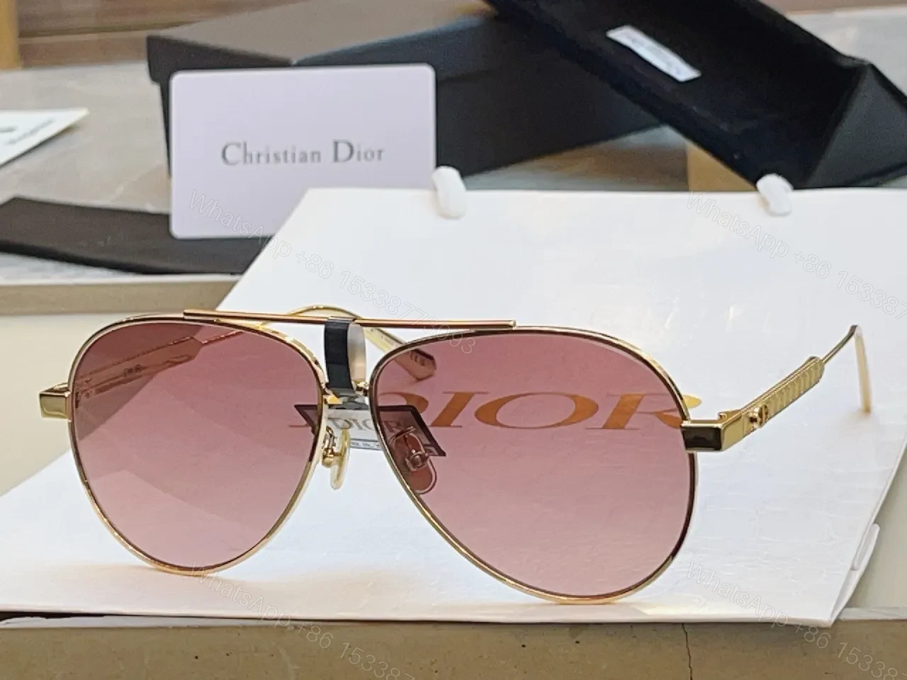 View 6 of Gold-Tone Aviator Sunglasses with Gradient Lenses, Luxe UV Protection