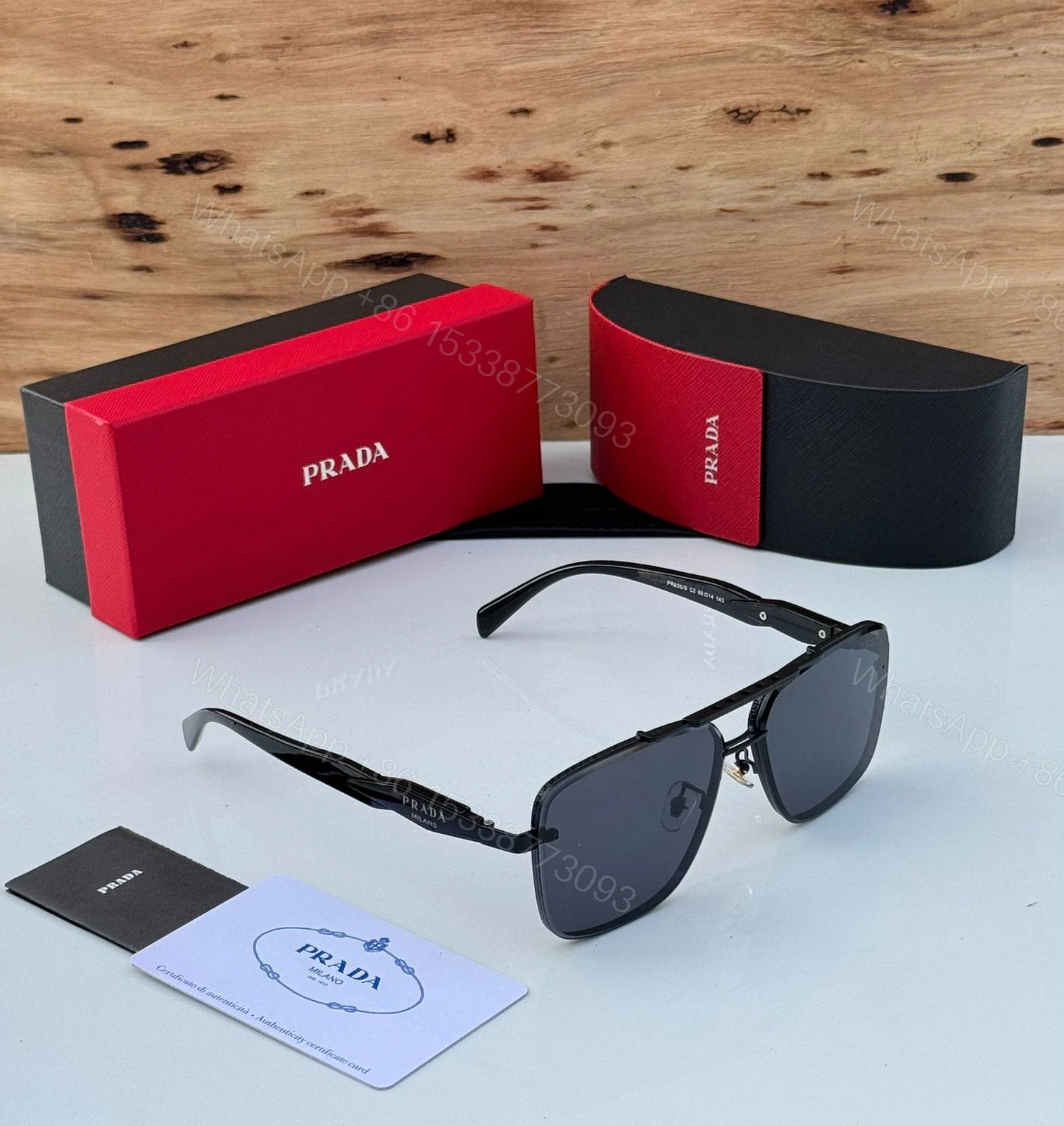View 5 of Prada Square Aviator Black-Gold Gradient Unisex
